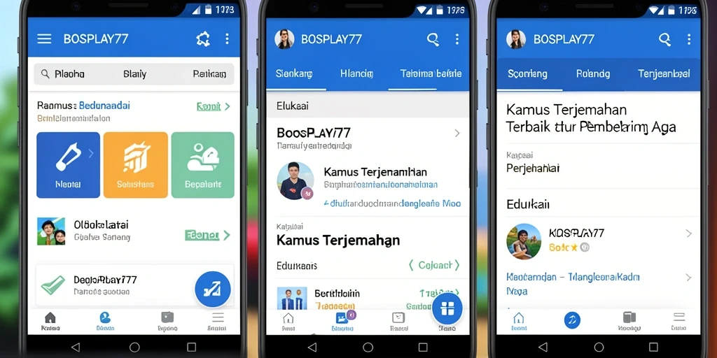 Tampilan antarmuka aplikasi BOSPLAY77 yang sederhana dan efisien.