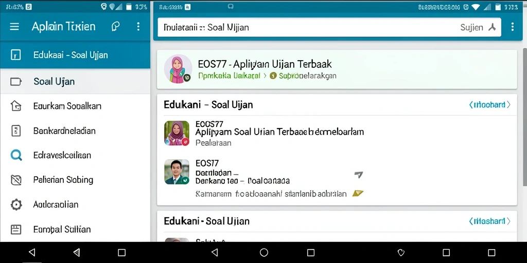 Tampilan antarmuka interaktif aplikasi Soal Ujian EOS77.