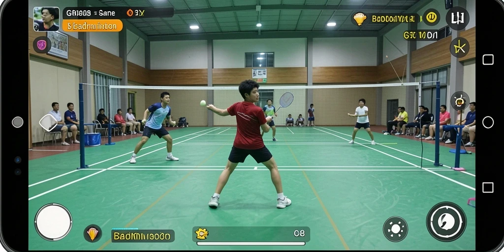 Tampilan antarmuka G668 yang menarik dengan karakter badminton.