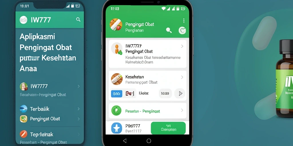 Antarmuka aplikasi IW777 dengan pengingat obat yang jelas.