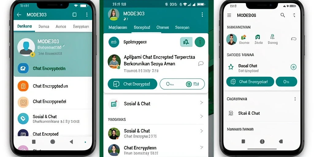 Tampilan antarmuka MODE303 yang modern dan intuitif untuk Chat Encrypted.