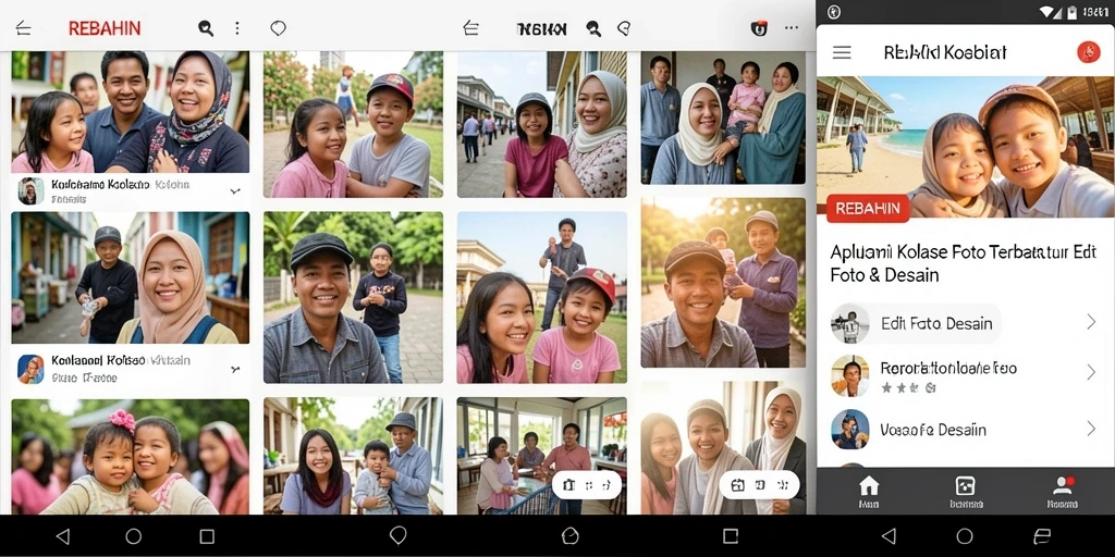 Antarmuka aplikasi REBAHIN untuk Kolase Foto yang intuitif dan menarik.