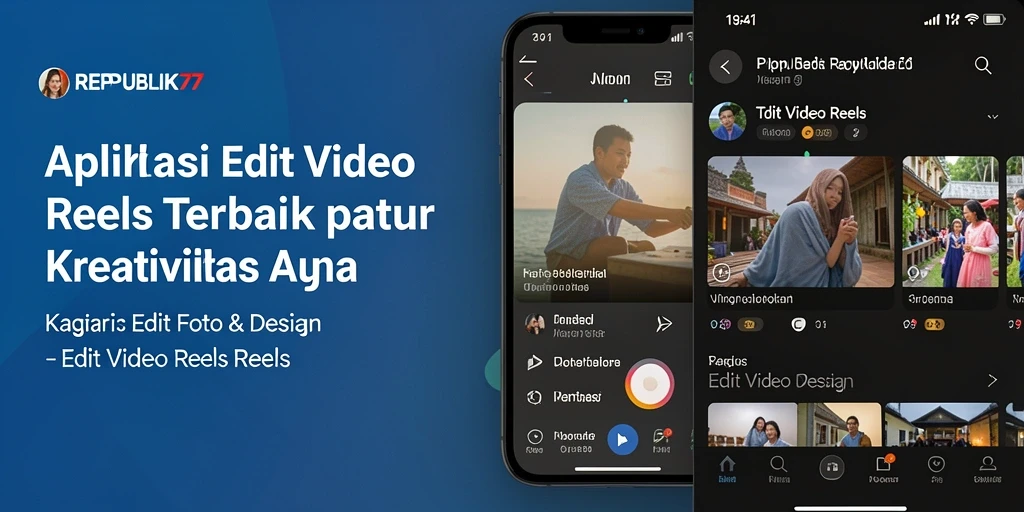 Antarmuka intuitif REPUBLIK77 untuk editing video reels yang menarik.