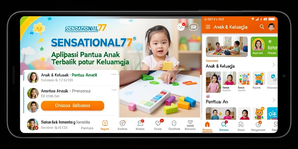 Antarmuka aplikasi SENSATIONAL77 untuk pemantauan anak yang intuitif dan informatif.