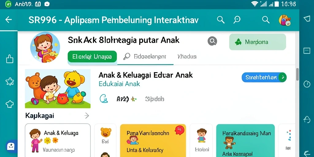 Antarmuka SR996 yang ceria dan interaktif untuk edukasi anak.